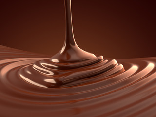 Pouring hot chocolate 3d illustration
