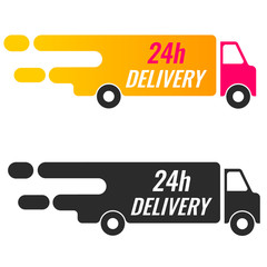 Set of delivery icons. Delivery 24 hours, truck. Vector illustration