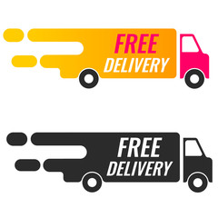 Set of delivery icons. Free delivery, truck. Vector illustration