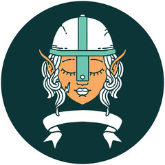 elf fighter character face with banner icon