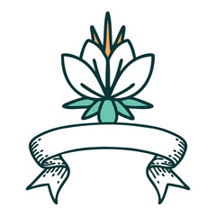 tattoo with banner of a water lily