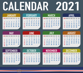 Cape Verde Calendar with flag. Month, day, week. Simply flat design. Vector illustration background for desktop, business, reminder, planner