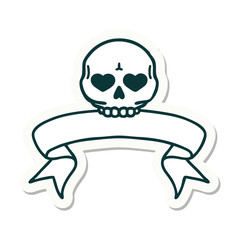 tattoo sticker with banner of a skull