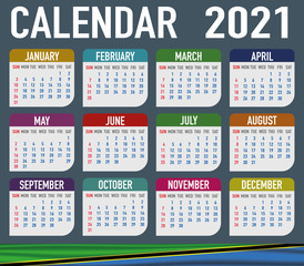 Tanzania Calendar with flag. Month, day, week. Simply flat design. Vector illustration background for desktop, business, reminder, planner