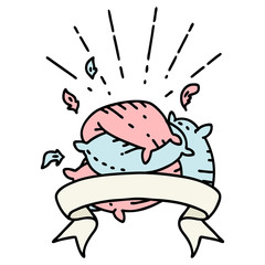 banner with tattoo style pile of pillows