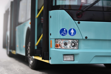 symbols on body of city bus of disabled and elderly