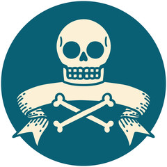 icon with banner of a skull and bones