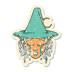 crying elf mage character face illustration