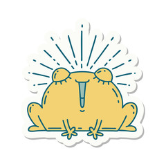 sticker of tattoo style happy frog