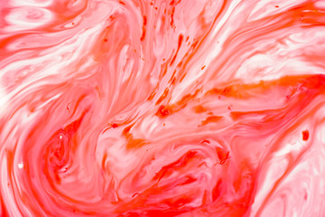 Closeup abstract color mixing of acrylic for use as background. Acrylic texture with marble pattern, marbling background 