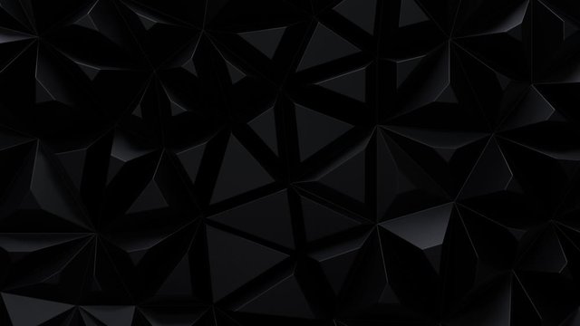 Black dynamic fragments. Polygonal pattern design. 3d loop animation. Triangular mosaic surface. Morphing cells. Futuristic carbon crystals. 4K seamless architectural composition. Abstract background.