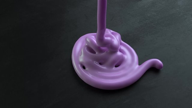 Slimy viscous toothpaste oozing downwards