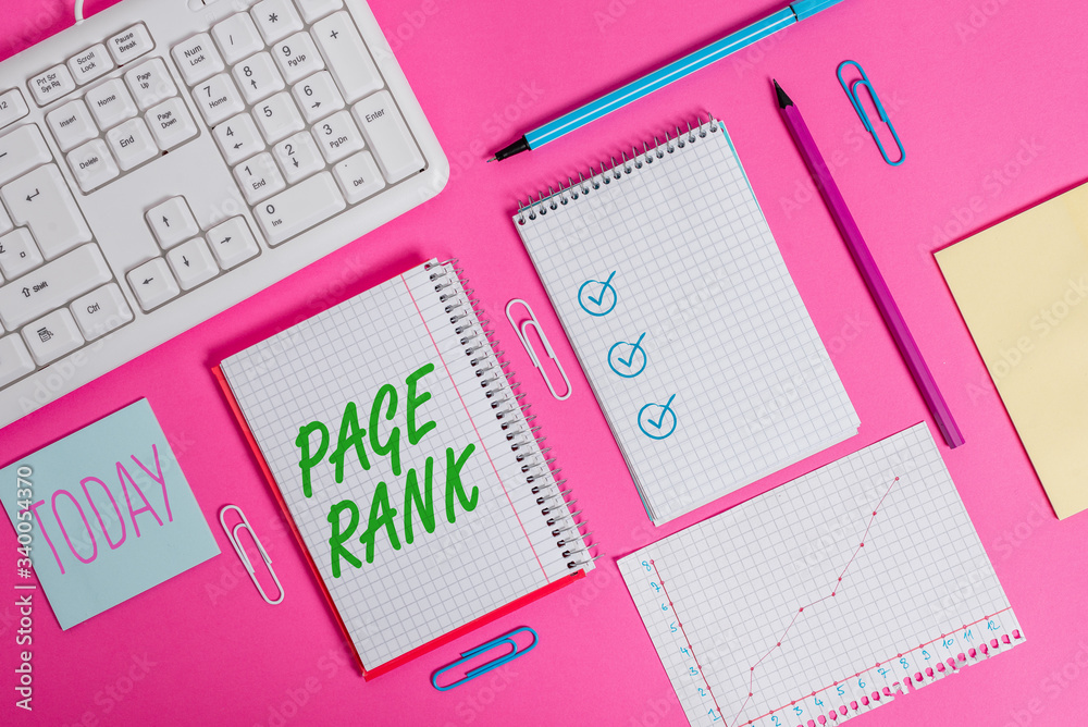 Poster conceptual hand writing showing page rank. concept meaning a value assigned to a web page as a measu