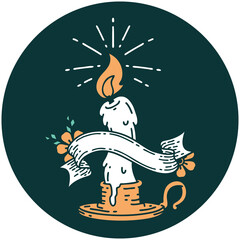 icon of tattoo style spooky melting candle