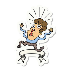 sticker of tattoo style frightened man