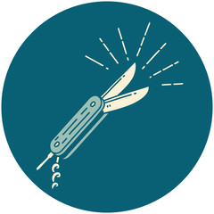 icon of tattoo style folding knife
