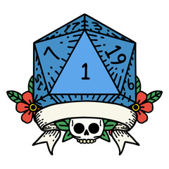 natural one d20 dice roll illustration