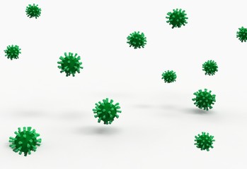 Fototapeta na wymiar Green virus on white background