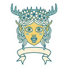 elf druid character face with banner illustration