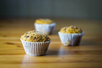 Pumpkin muffins with chocolate chips