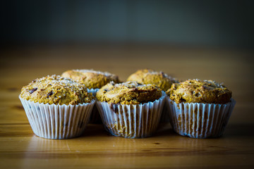 Pumpkin muffins with chocolate chips