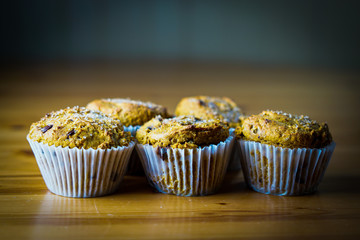 Pumpkin muffins with chocolate chips