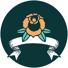 icon with banner of a flower