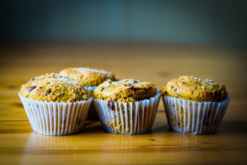 Pumpkin muffins with chocolate chips