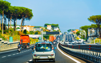 Cars on road in Italy reflex