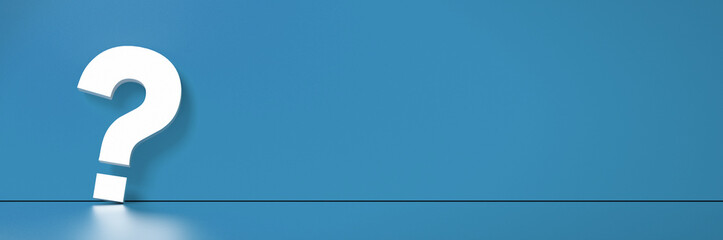 question mark in front of a red color wall background. Business support concept - 3D Rendering.