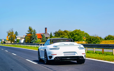Cabriolet Car on Road in Slovenia reflex