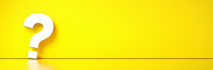 question mark in front of a red color wall background. Business support concept - 3D Rendering.