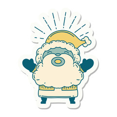 sticker of tattoo style santa claus christmas character