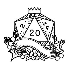 natural twenty D20 dice roll illustration