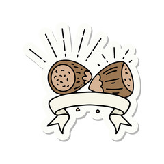 sticker of tattoo style hazelnuts