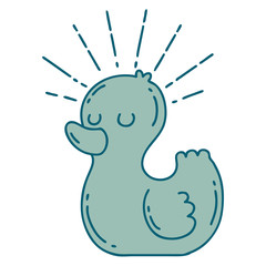 traditional tattoo style rubber duck