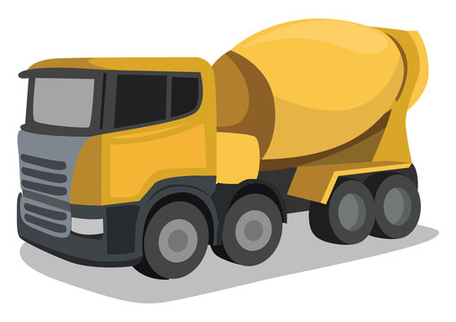 Concrete mixer truck, illustration, vector on white background