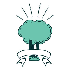 banner with tattoo style tree