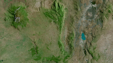 Elgeyo-Marakwet, Kenya - outlined. Satellite