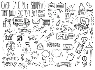 Shopping time hand drawn vector cartoon dooddles © katarinalas