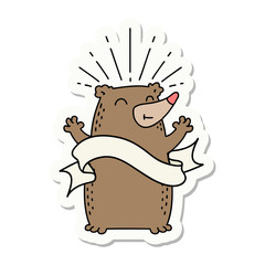 sticker of tattoo style happy bear