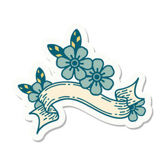 tattoo sticker with banner of a flower