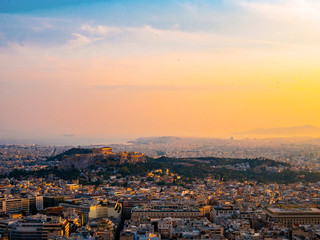 Sunset in Athens .View from Lycabettus Hill. Greece