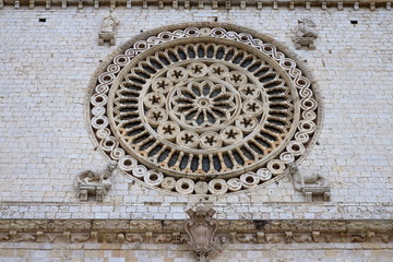 Assisi, Italy - 11/30/2019: The streets of the medieval village of Assisi