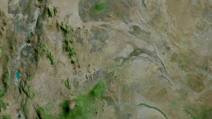 Isiolo, Kenya - outlined. Satellite