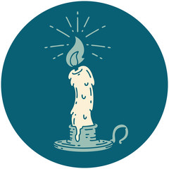 icon of tattoo style spooky melting candle