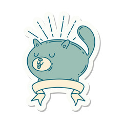 sticker of tattoo style happy cat