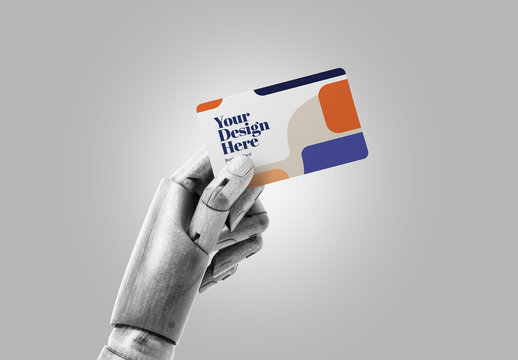 Wooden Hand Holding Business Card Mockup