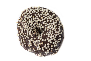 donut, polish donut, classic donut, old-fashioned donut, one donut  on a white background, close-up. Copy space. bitten donuts. Isolate