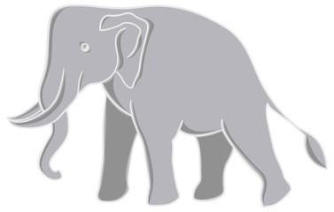 Gray vector flat cartoon elephant
